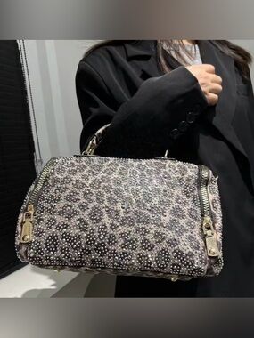 Studded Leopard Print Handbag purse Satchel nwot new